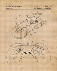 Level Up Your Space: Vintage Video Game Controller Patent Art Prints (6 Pack)