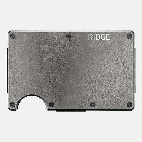 The Ridge Wallet For Men, Slim Wallet For Men - Thin as a Rail, Minimalist Aesthetics, Holds up to 12 Cards, RFID Safe, Blocks Chip Readers, Titanium Wallet With Money Clip (Stonewashed Titanium)