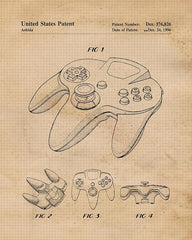 Level Up Your Space: Vintage Video Game Controller Patent Art Prints (6 Pack)