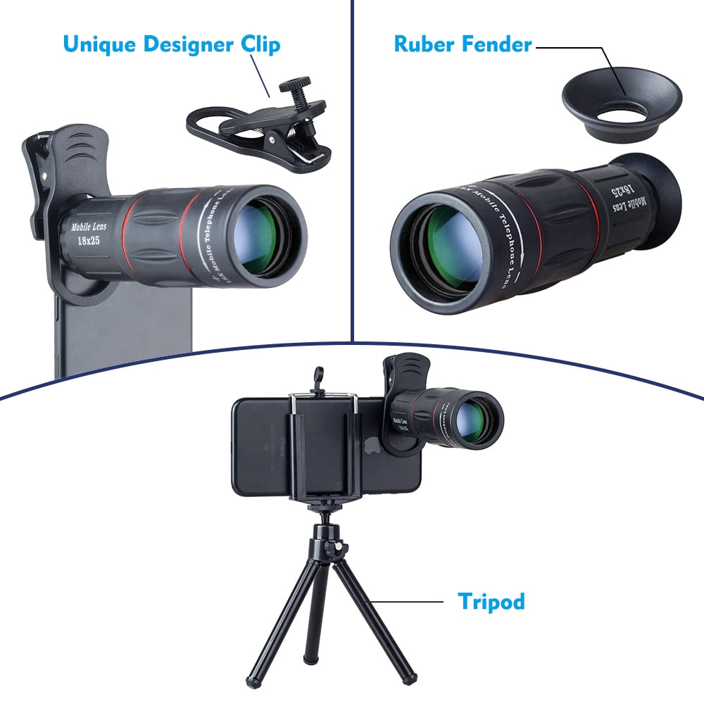 APEXEL 18X Telescope Zoom lens Monocular Mobile Phone camera Lens for iPhone Samsung