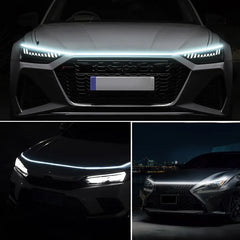 LED Car Hood Light With Turn Signal Yellow Scan Starting DRL Dynamic Daytime Running Lights Auto Decorative Ambinet Lamp 12V