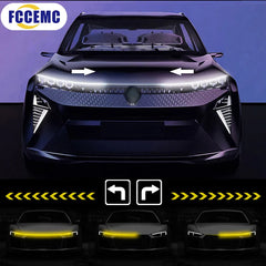 LED Car Hood Light With Turn Signal Yellow Scan Starting DRL Dynamic Daytime Running Lights Auto Decorative Ambinet Lamp 12V