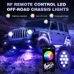 Rock Lights for Trucks, RGB LED Rock Lights with APP / Remote Control & Music Mode, for Pickup Off Road Jeep SUV ATV UTV Car
