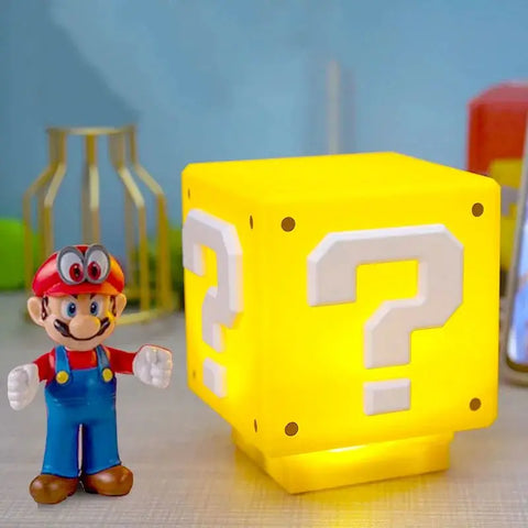 10cm Super Mario Bros Figure: LED Question Mark Night Light