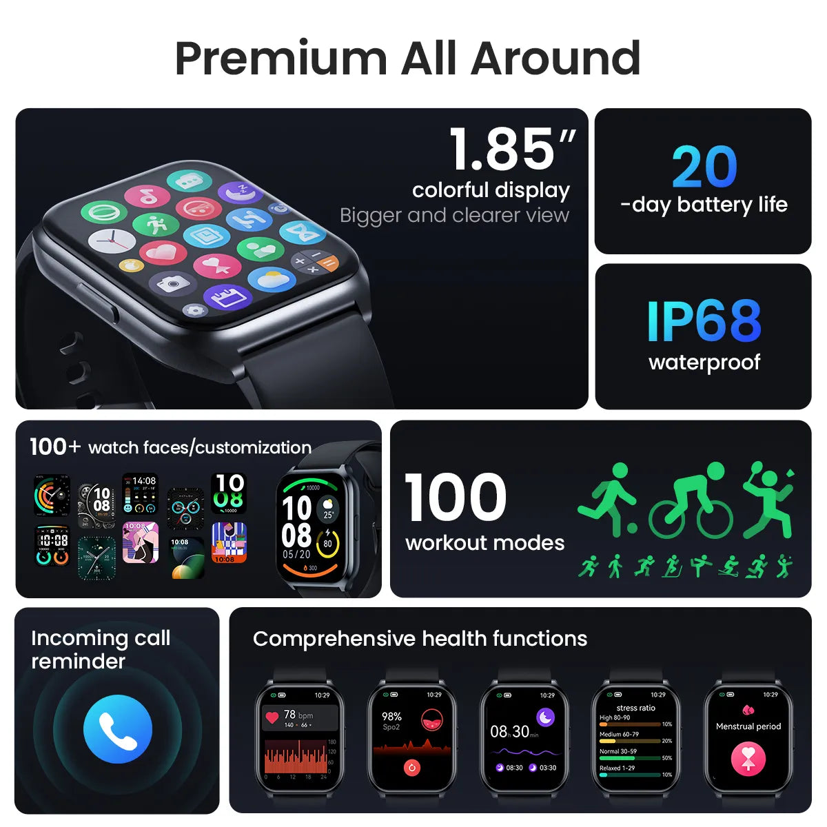 HAYLOU Watch 2 Pro (LS02 Pro) Smart Watch 1.85inch Large Display 100 Workout Modes Smartwatch Heart Rate Blood Oxygen Monitoring