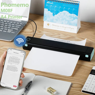 Phomemo M08F A4 Paper Printer Portable Thermal Printer Bluetooth Printer Compatible with Android & iOS Phone & Laptop for Office
