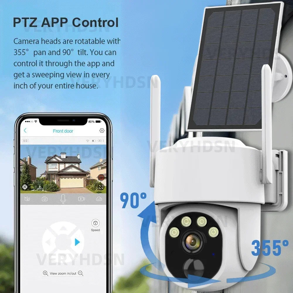 2K Solar Panel 5MP WiFi Outdoor Security Camera | Color Night Vision, Motion Detection, 2-Way Talk