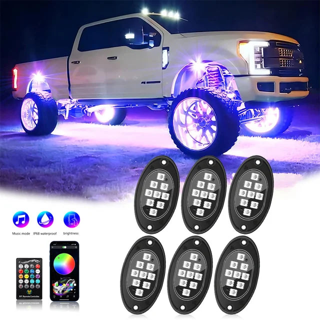 Rock Lights for Trucks, RGB LED Rock Lights with APP / Remote Control & Music Mode, for Pickup Off Road Jeep SUV ATV UTV Car