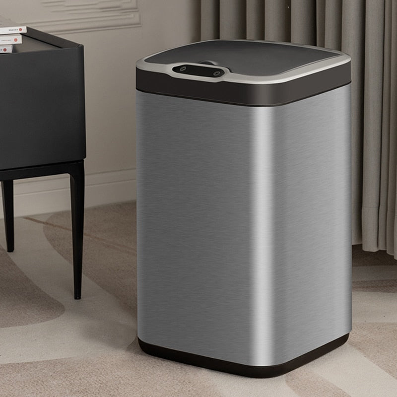 Big Automatic Sensor Trash Can Metal Electric Stainless Steel Garbage Bin Container Container Cubo De Basura Kitchen Trash Bin