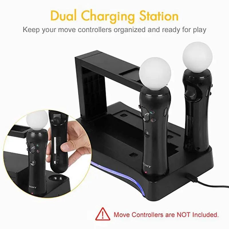 4 in 1 Charging Storage Stand For PS4 VR Second Generation Move Controller Charger Station Headset Bracket for PS VR Showcase