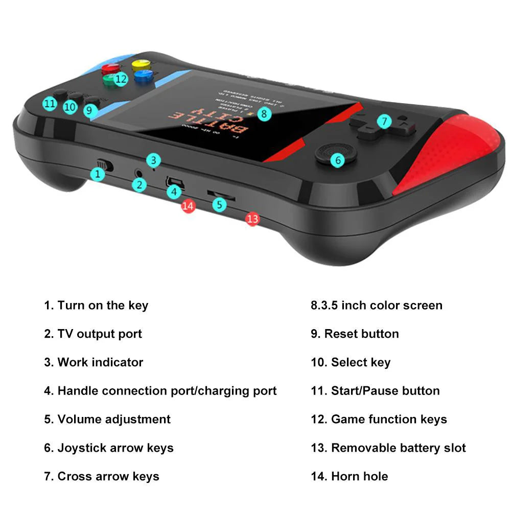 Retro Video Game Console X7M Handheld Player HD/AV Output Built in 500 Games Portable Mini Electronic