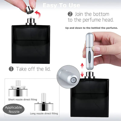 2 Pieces Portable Mini Refillable Perfume Bottle Spray Pump Empty Cosmetic Container 5ml refill Atomizer Bottle Travel