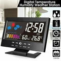 5-in-1 Led Digital Alarm Clock Calendar Weather Display Thermometer Humidity Monitor With Snooze Functions