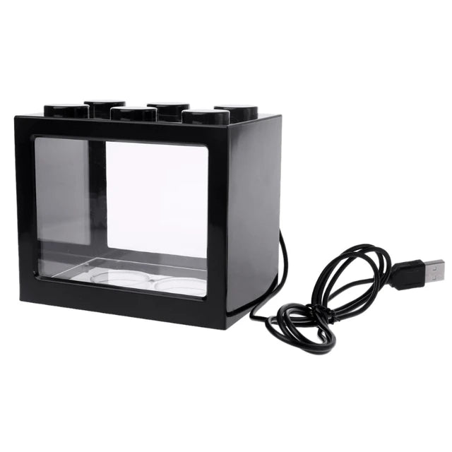 USB Mini Aquarium Fish Tank with LED Lamp Light