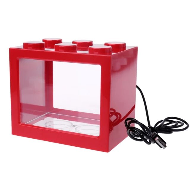 USB Mini Aquarium Fish Tank with LED Lamp Light