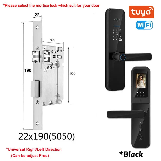 XSDTS Tuya Wifi Digital Electronic Smart Door Lock With Biometric Camera
