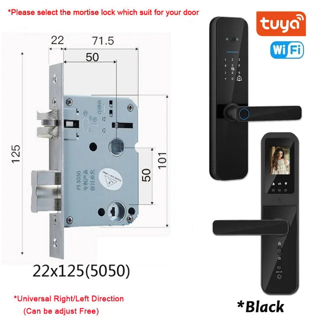 XSDTS Tuya Wifi Digital Electronic Smart Door Lock With Biometric Camera