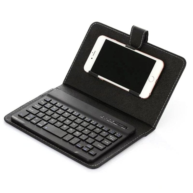 eprolo Black RD Portable PU Leather Wireless Keyboard Case for iPhone