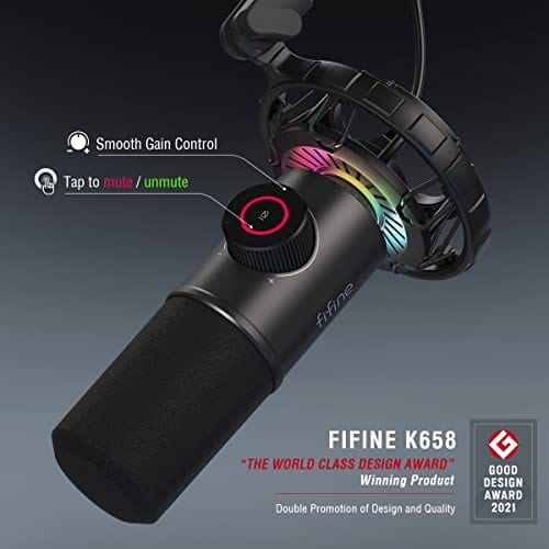 FIFINE Electronics FIFINE RGB USB Gaming Microphone for Streaming, Podcast, YouTube & Discord