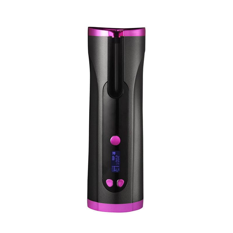 Hypersku Black + Purple Cordless Auto Curler, Automatic Rotating Curling Iron, Wireless Hair Curler