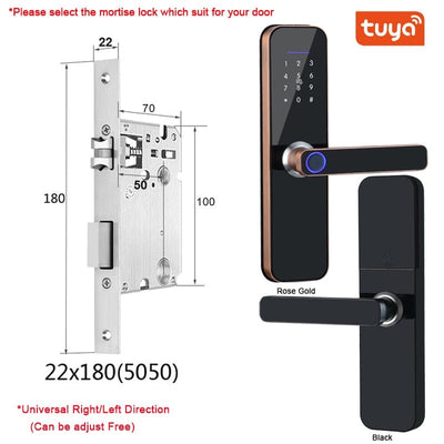 Smart Tech Shopping 180x22(5050) / China / Black Tuya Wifi Electronic Smart Door Lock
