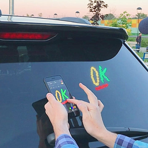 Smart Tech Shopping Accessories Smart Car Emoji Display, Mojipic Emoji Car Display, LED Display Screen APP Remotely Control GIF Programmable Car Accessories