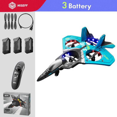 Smart Tech Shopping airplane Blue 3 Battery MISEFF App-Controlled Indoor-Outdoor Remote Control Airplane