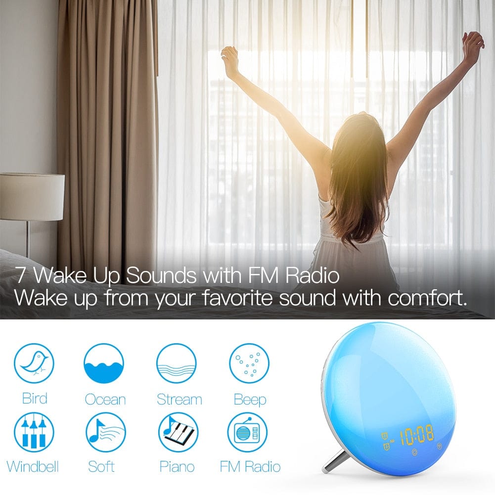 Smart Tech Shopping Best Wake Up Light Alarm Clock, with 7 Colors Sunrise Sunset Simulation
