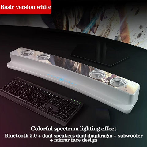 Smart Tech Shopping Bluetooth Speaker Basic White SOAIY SH39 Wireless Bluetooth RGB Computer Gaming Sound Bar Stereo Subwoofer
