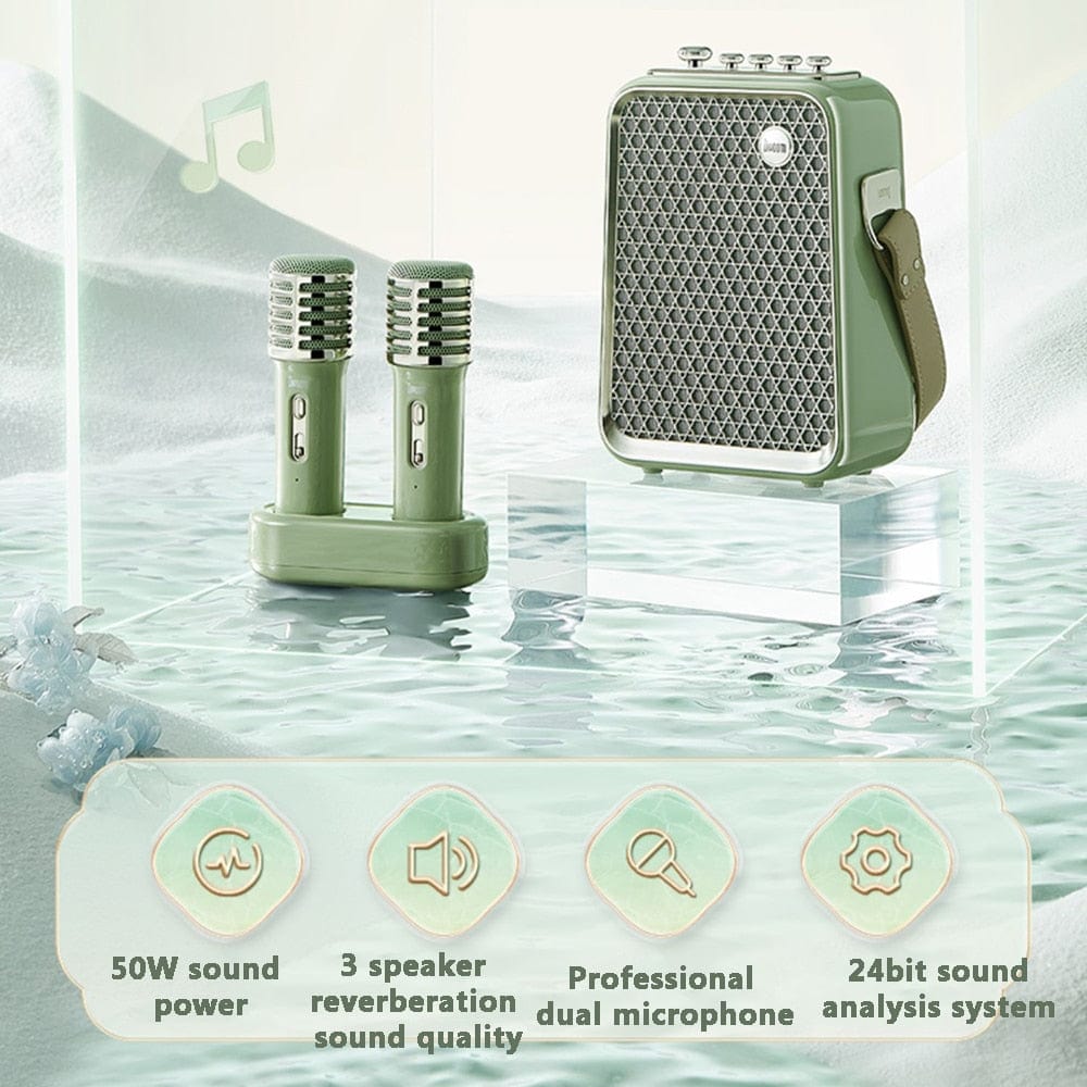 Smart Tech Shopping Bluetooth speaker Divoom Songbird: Portable Karaoke Bluetooth Speaker with Dual Wireless Microphone