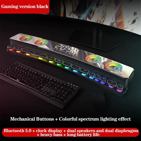Smart Tech Shopping Bluetooth Speaker Gaming version Black SOAIY SH39 Wireless Bluetooth RGB Computer Gaming Sound Bar Stereo Subwoofer