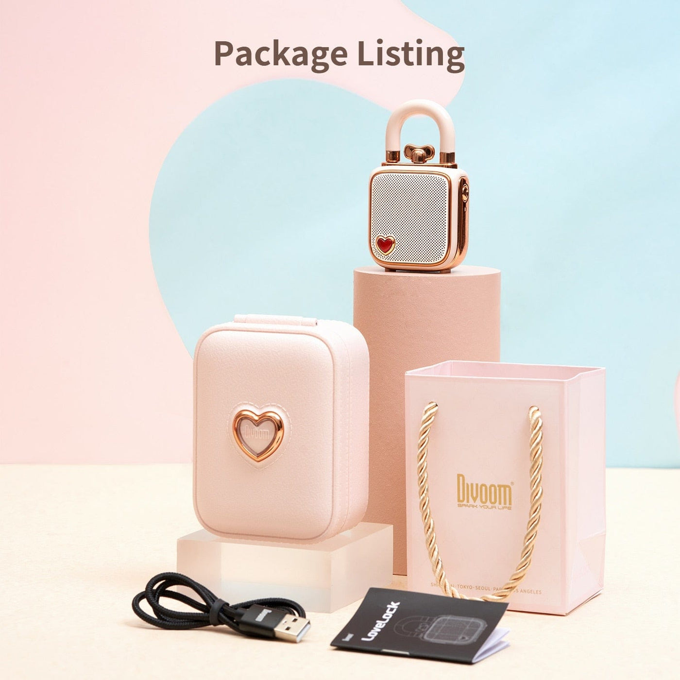 Smart Tech Shopping bluetooth speakers Pink Cute Retro LoveLock: Portable 5W Bluetooth Speaker - Perfect Gift for Girls