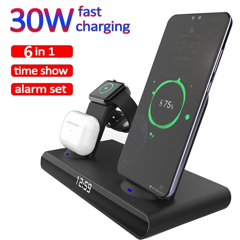Smart Tech Shopping charging pad 6 in 1 Wireless Charger iPhone,Samsung Fast Charger with Holder