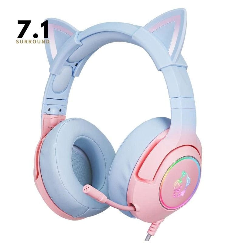 Smart Tech Shopping Gaming Headphones Powder blue 7.1 USB Onikuma Pink Cute Cat Ear Gaming Headphone with Mic