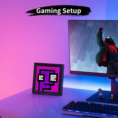 Smart Tech Shopping gaming pads Black Pixel Art Digital Photo Frame and LED Wall Clock - Customizable Home Decor and Gaming Room Essential