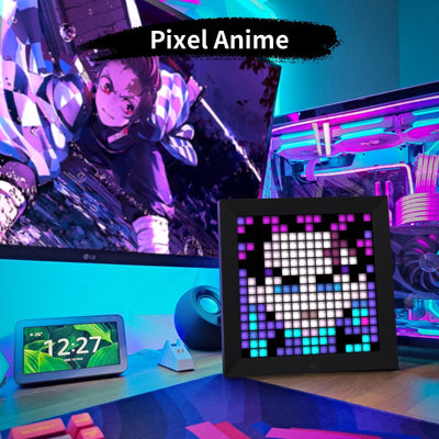 Smart Tech Shopping gaming pads Black Pixel Art Digital Photo Frame and LED Wall Clock - Customizable Home Decor and Gaming Room Essential