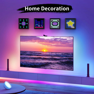 Smart Tech Shopping gaming pads Black Pixel Art Digital Photo Frame and LED Wall Clock - Customizable Home Decor and Gaming Room Essential