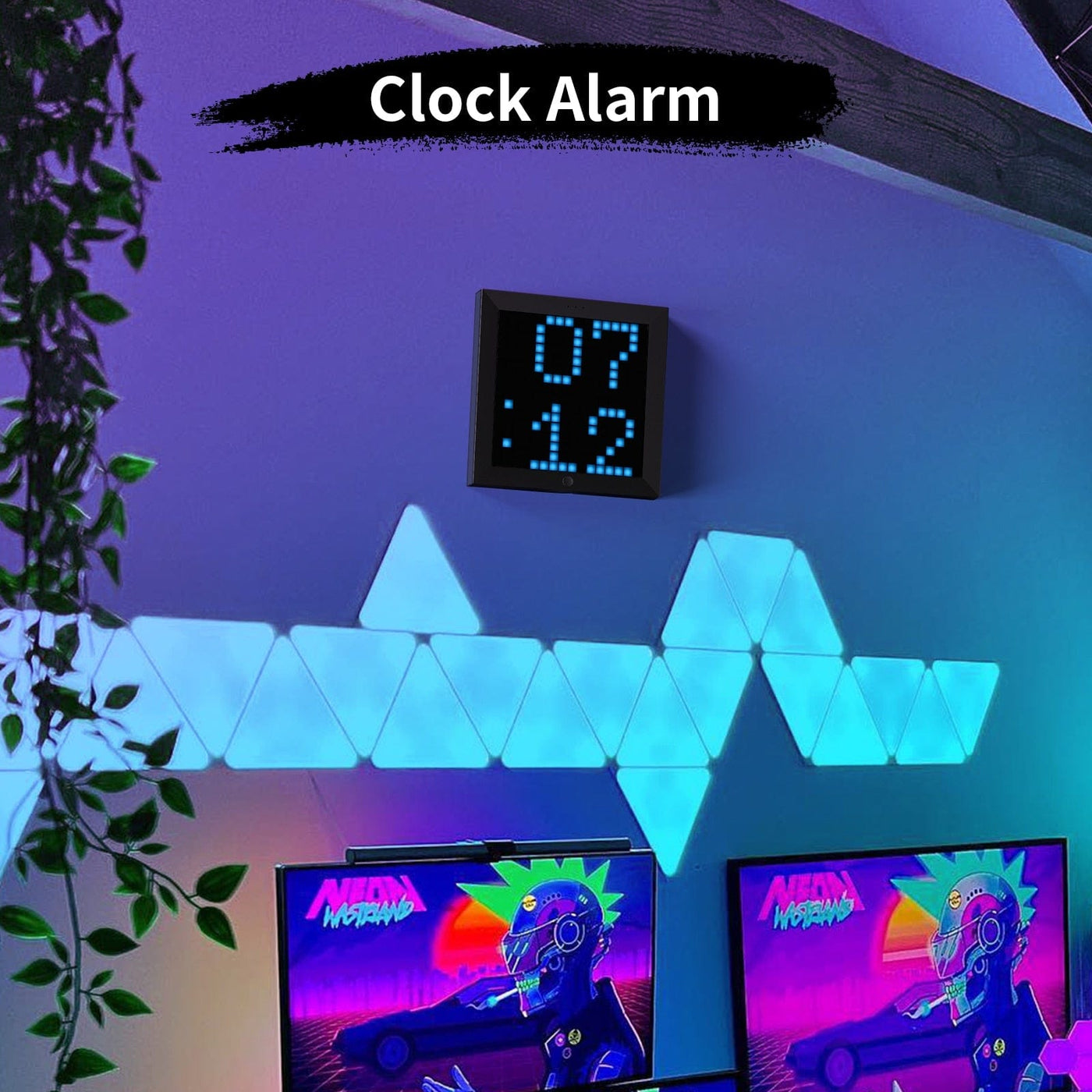 Smart Tech Shopping gaming pads Black Pixel Art Digital Photo Frame and LED Wall Clock - Customizable Home Decor and Gaming Room Essential