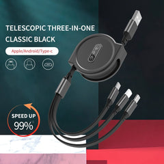 Smart Tech Shopping Iphone charger black / 1m Telescopic one-to-three data lines Iphone Charger Phone Accessories Usb C Cable