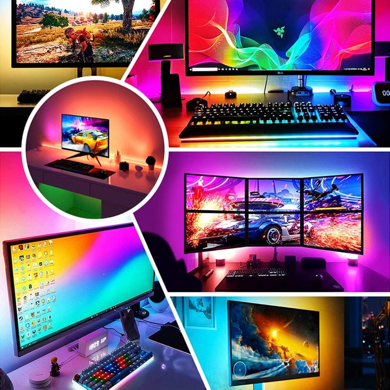 Smart Tech Shopping LED Night Lights Immersive RGBIC LED Light Strip: Smart APP Controlled Background Lighting for TV and PC
