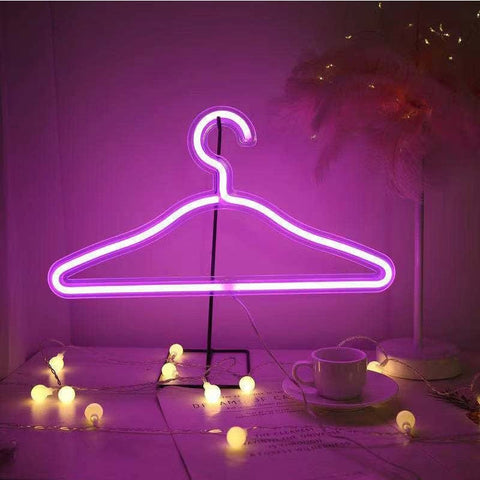 Smart Tech Shopping Night Lights Pink Neon Lights USB LED Clothes Hanger, LED Neon Night Light DC 5V USB with Switch Shape Hanger Lamp Window Display