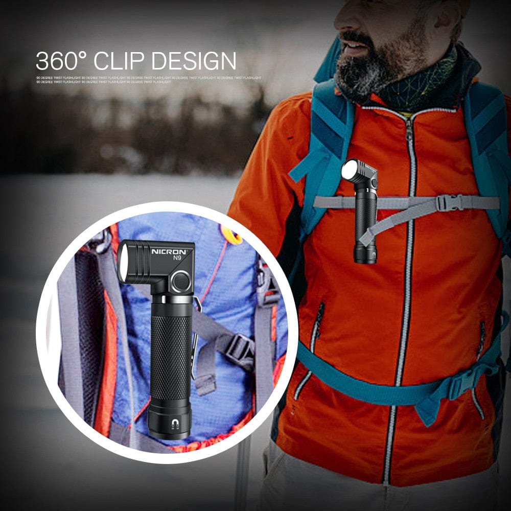 Smart Tech Shopping Outdoor lights Nicron N9 Flashlight, Tactical 90 Degree Twist 1000 LM High Lumens Waterproof IP65 Magnet Mini Torch Light