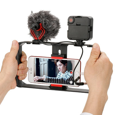 Smart Tech Shopping Phone Holder U-Rig Pro U Rig Pro, Handle Rig Triple Hot Shoe Mounts Video Stabilizer Vlog Grip for phones