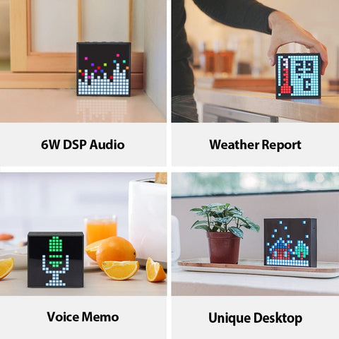 Smart Tech Shopping pixel art Black Timebox Evo: Portable Bluetooth Speaker with Programmable LED Display - Unique Pixel Art Gift
