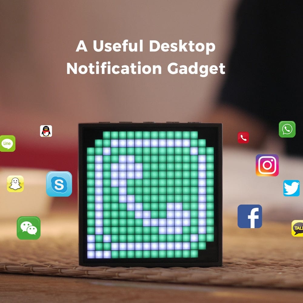 Smart Tech Shopping pixel art Black Timebox Evo: Portable Bluetooth Speaker with Programmable LED Display - Unique Pixel Art Gift