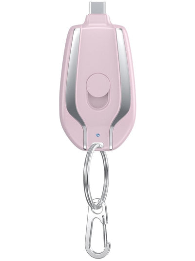 Smart Tech Shopping Portable Keychain Charger Pink Type-c Portable Keychain Charger | Ultra-Compact 1500mAh Type-C Mini Power Bank