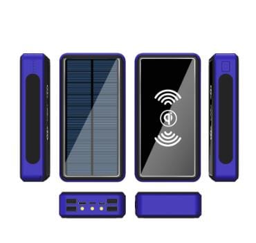 Smart Tech Shopping power bank Wireless Blue / 50001mAh-100000mAh Wireless Fast Charging Solar Power Bank 80000mAh With 4 USB LED