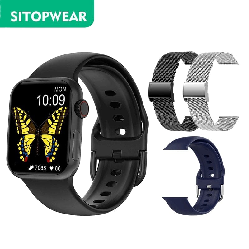 Smart Tech Shopping smart watch With 3 Straps SitopWear Wireless Charging Smartwatch With Bluetooth Calling and Fitness Monitoring