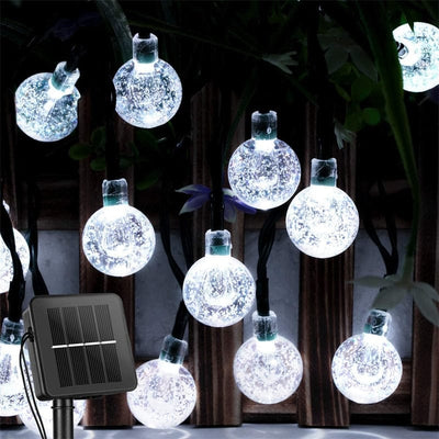 Smart Tech Shopping Solar Lamps White / 5M 20LEDS Solar Powered Outdoor Globe Lights, Waterproof Led Crystal with 8 Modes
