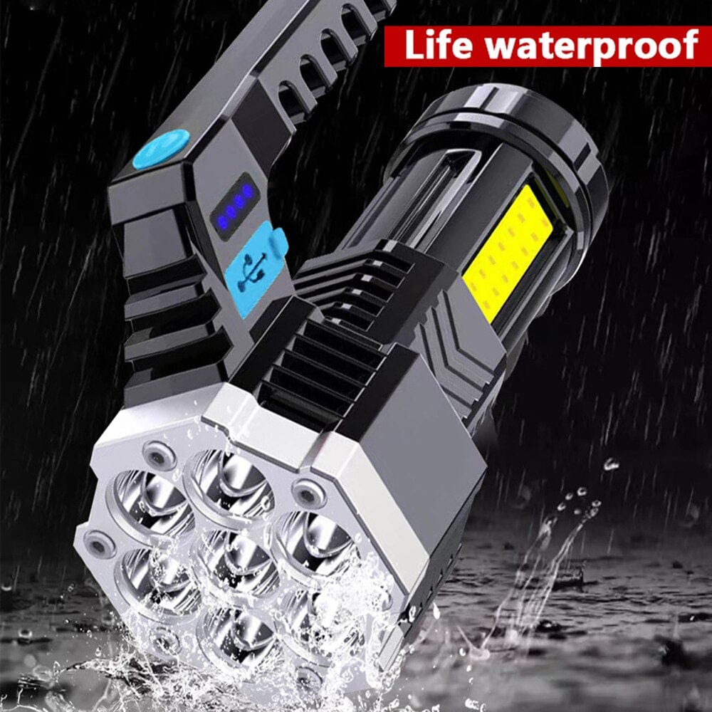 Smart Tech Shopping torch Black High Power USB Rechargeable LED Flashlight: Portable Torch with Built-in Battery and COB 7 LED
